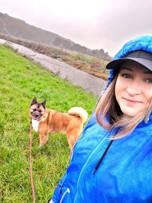The rain isn't going to stop me and Ben from our walkies!